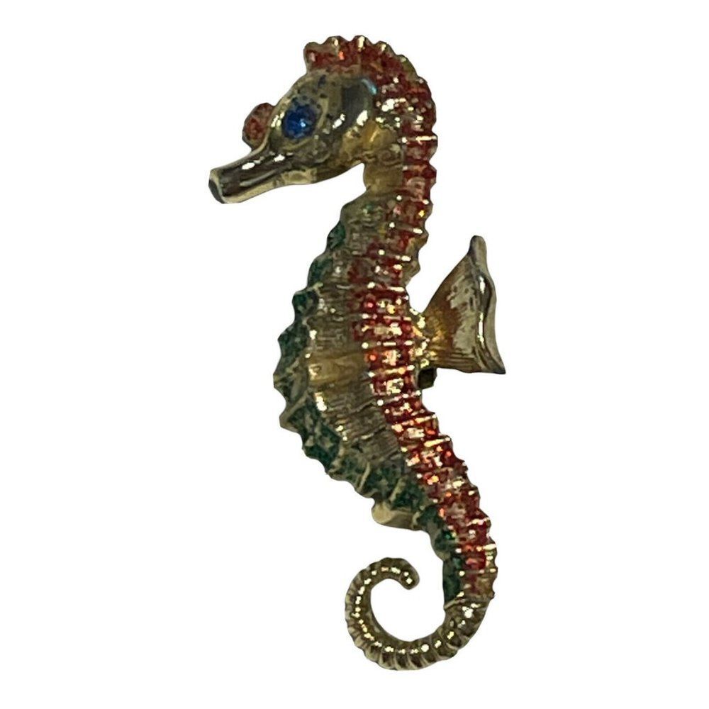 VTG seahorse pin brooch gold tone Point Tip Sea